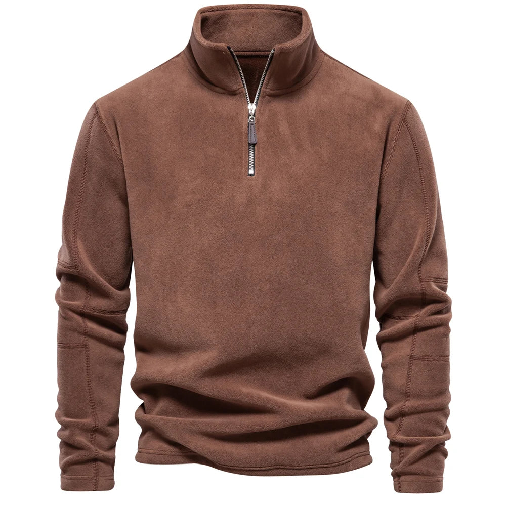 Herren Fleece Rollkragenpullover Warm Beige
