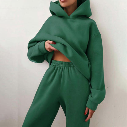 Damen Jogging-Set Oversized Weiche Baumwolle Kapuze Elastisch