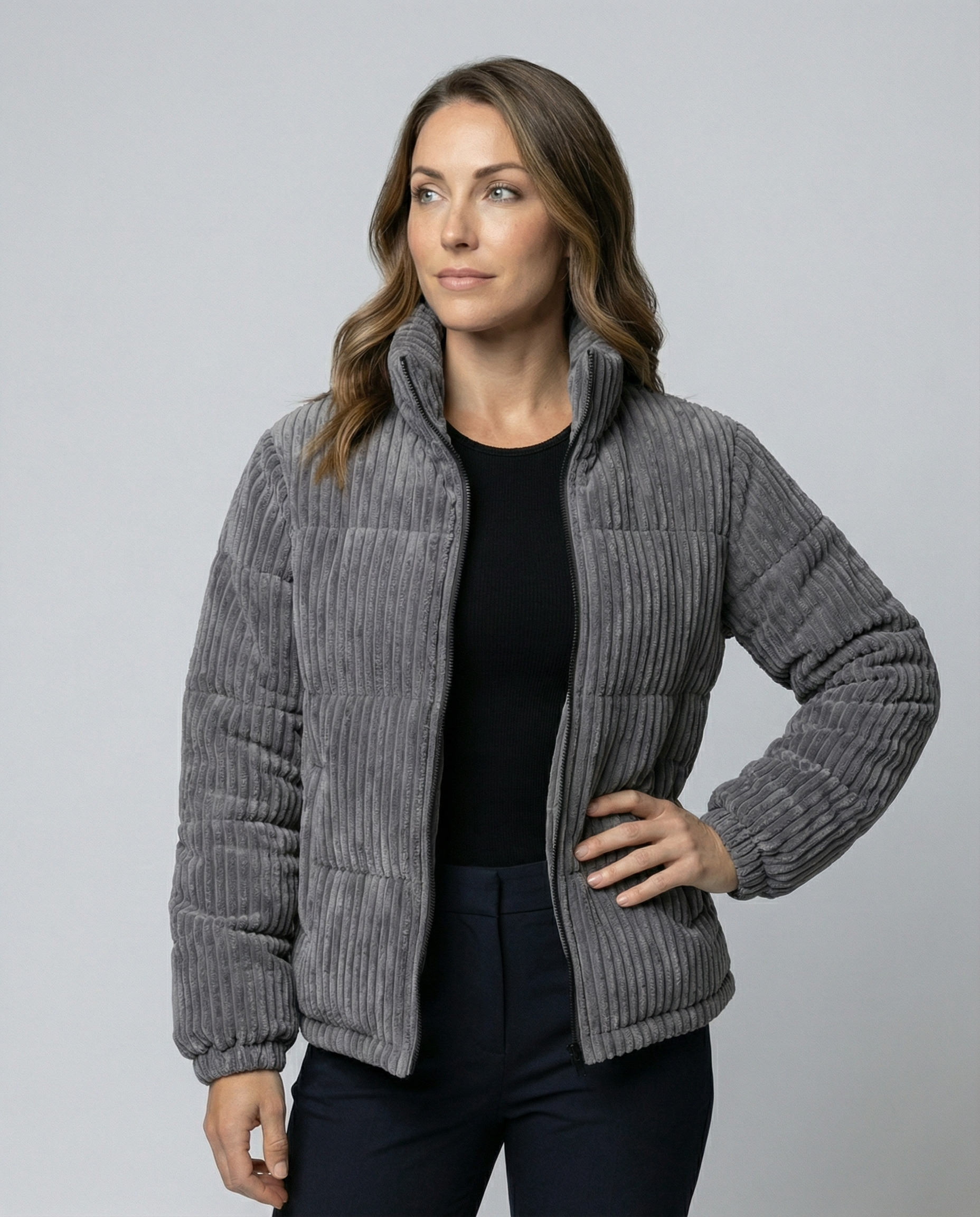 Weiche Damen Cordjacke Warm Beige - Eveloria