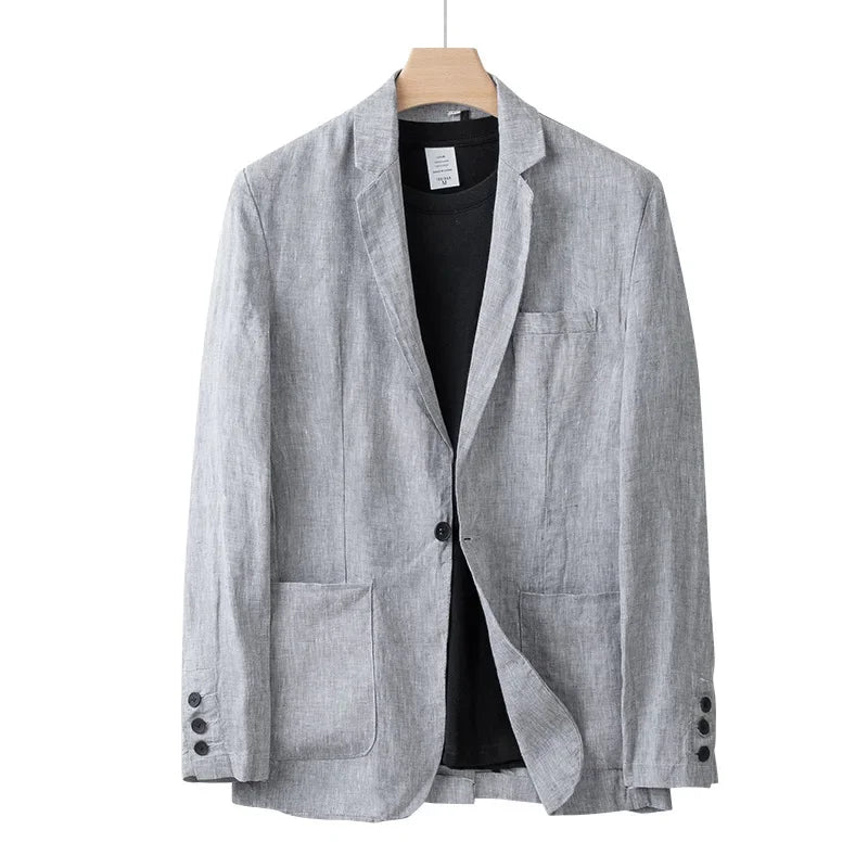 Herren Leinenblazer Leicht Beige