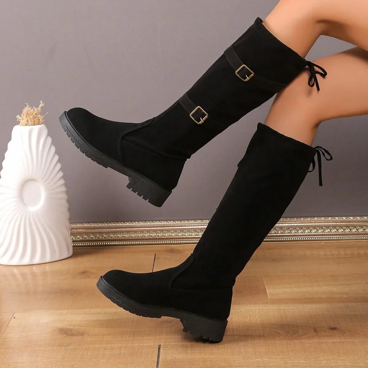 Damen Stiefel Niedriger Absatz Klassisch