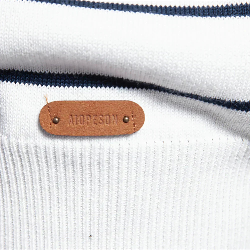 Herren Pullover Streifenmuster Klassisch Bequem Blau