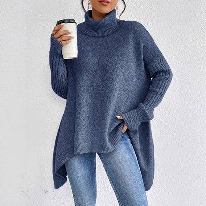 Damen Oversized Winterpullover Hochkragen Gemütlich - Eveloria