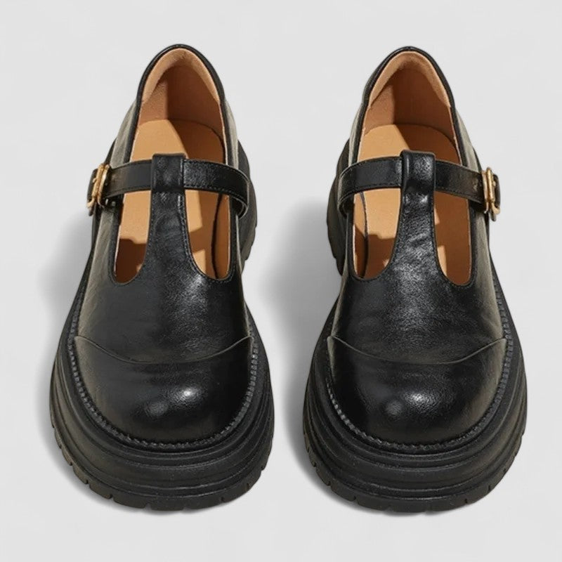 Damen Plattform Schuhe Riemen Casual Leder