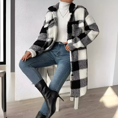 Eveloria Damen Karierter Mantel