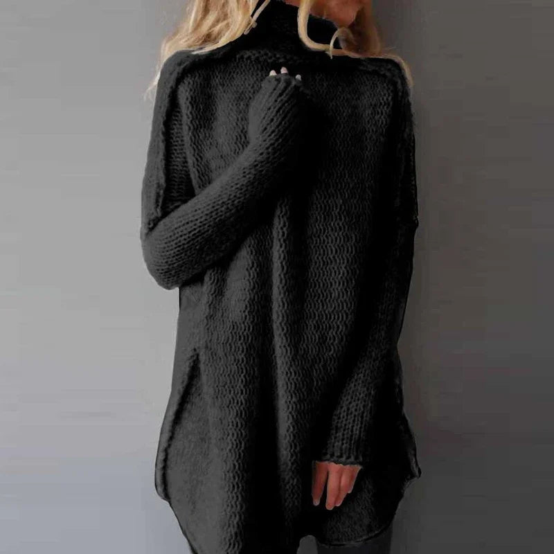 Eveloria Damen Pullover Rollkragen Einfarbig Winter