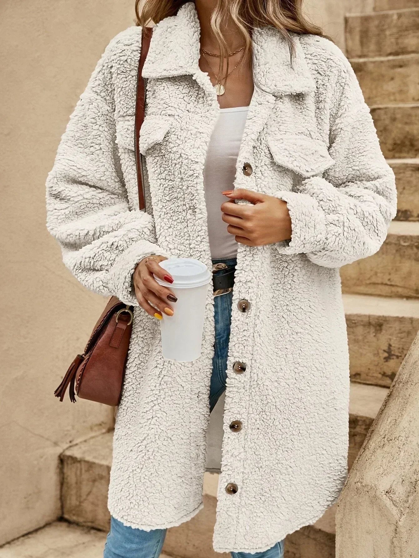 Damen Fleecejacke Bequem Elegant Grau - Eveloria