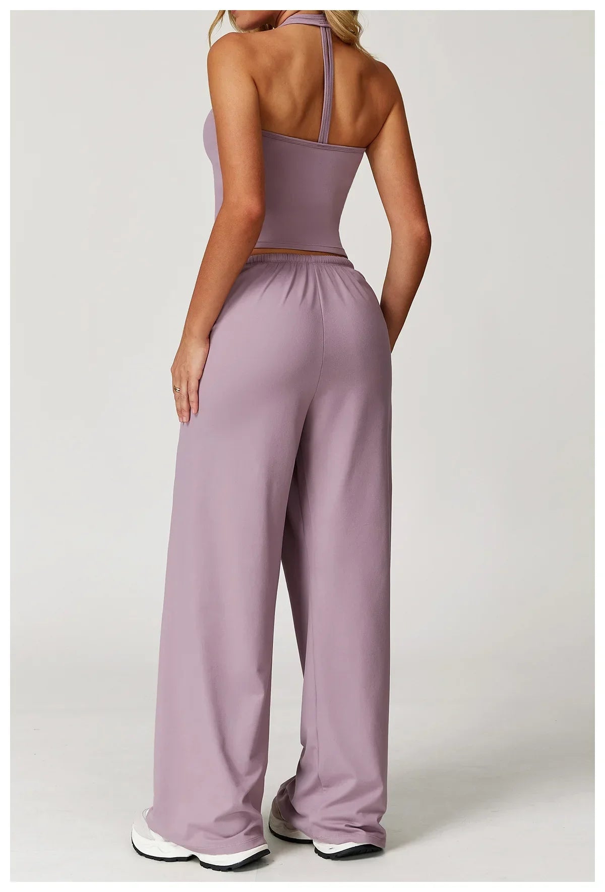 Damen Lounge Set Crop und Hose Baumwolle Beige