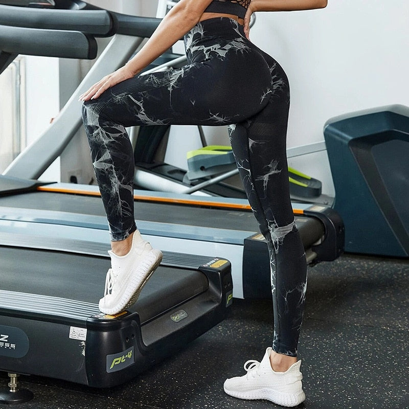 Eveloria Damen Yogahose Marmorierung Batikmuster - Eveloria
