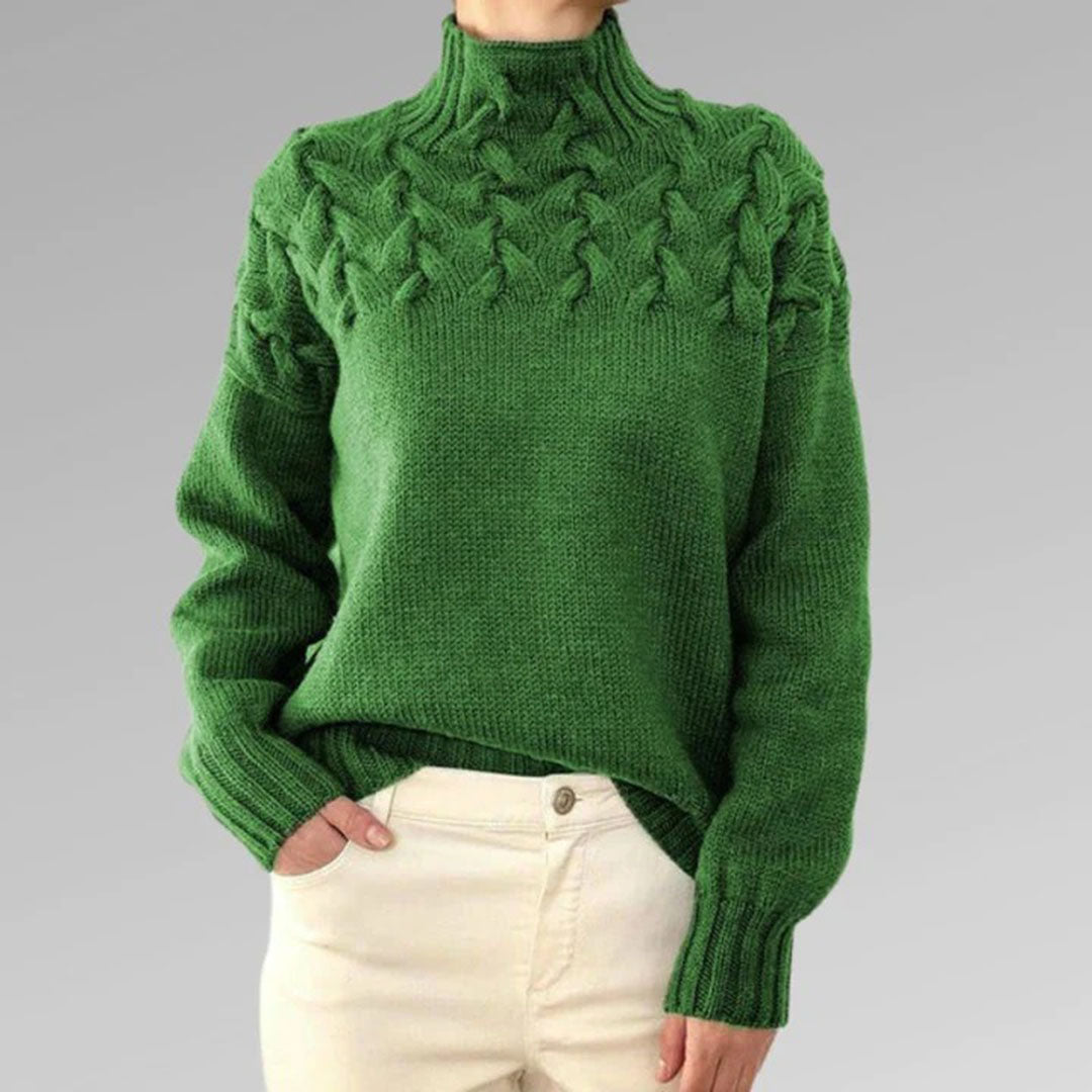 Eveloria Damen Rollkragenpullover Zopfmuster