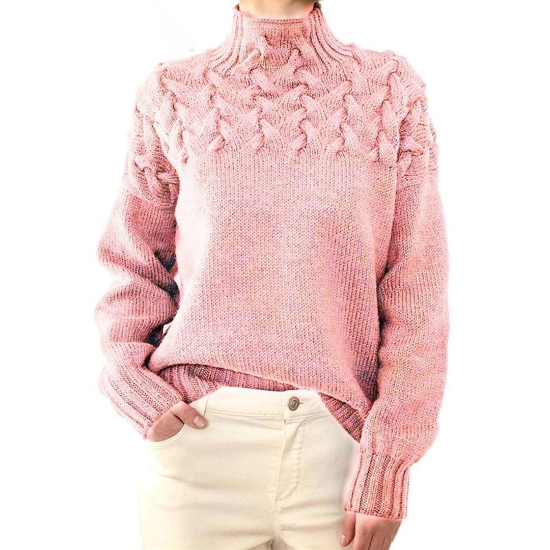 Eveloria Damen Rollkragenpullover Zopfmuster