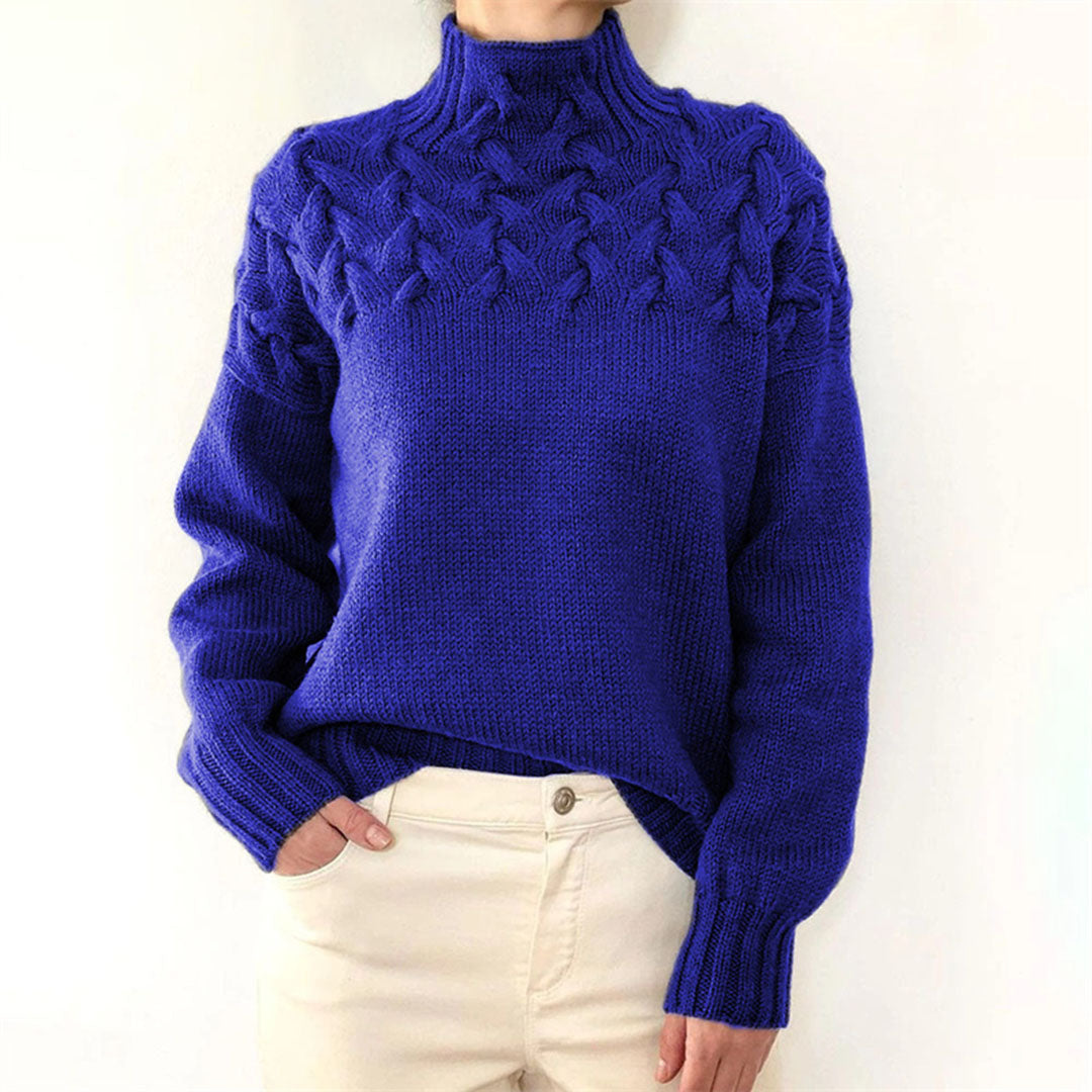 Eveloria Damen Rollkragenpullover Zopfmuster