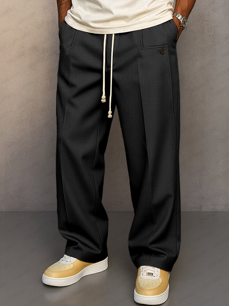 Herren Stoffhose Kordelzug Beige