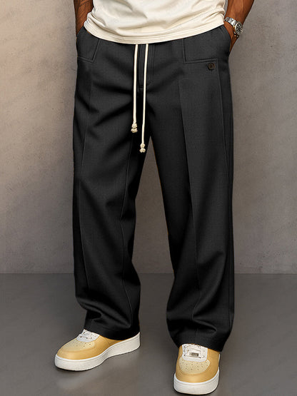 Herren Stoffhose Kordelzug Beige