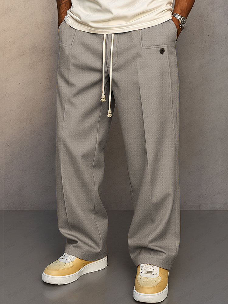 Herren Stoffhose Kordelzug Beige