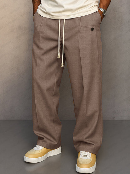 Herren Stoffhose Kordelzug Beige