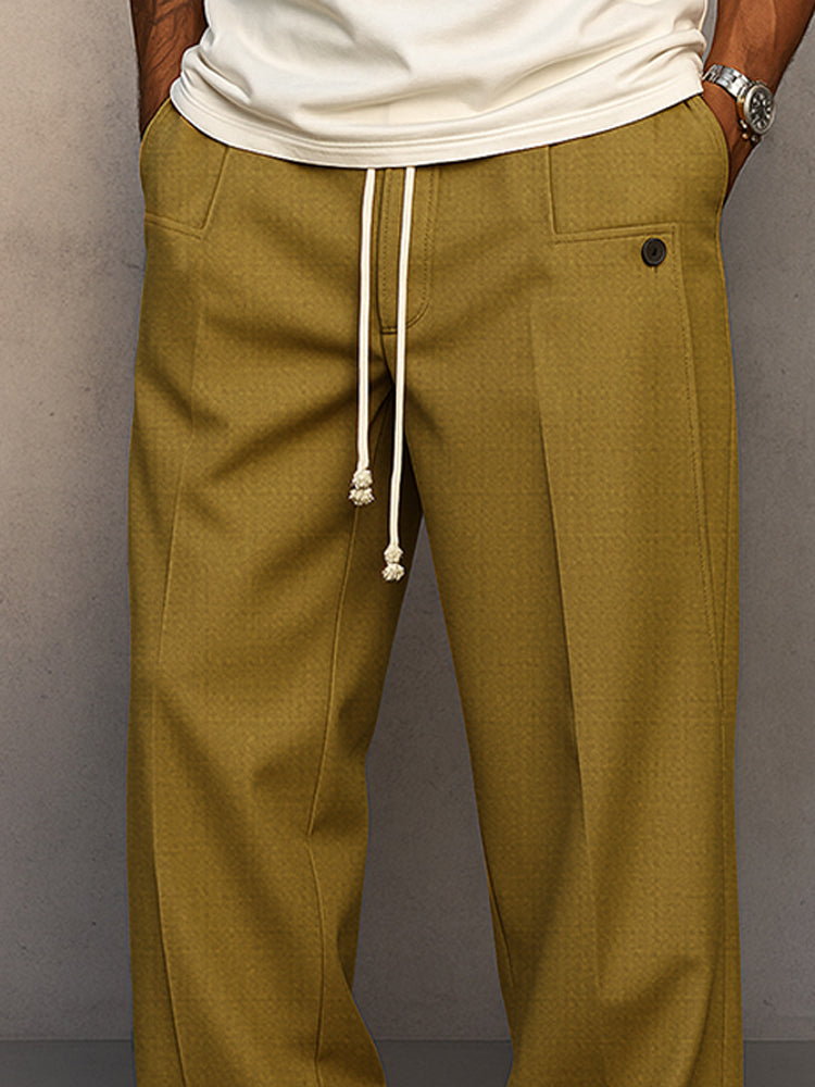 Herren Stoffhose Kordelzug Beige