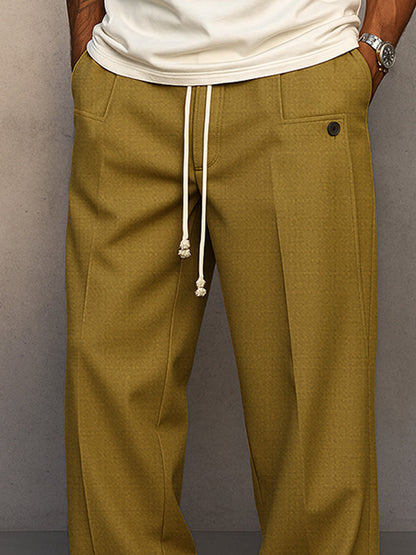 Herren Stoffhose Kordelzug Beige