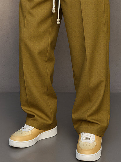 Herren Stoffhose Kordelzug Beige