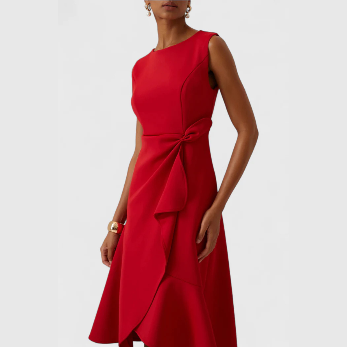 Damen Midikleid Asymmetrisch Drapiert