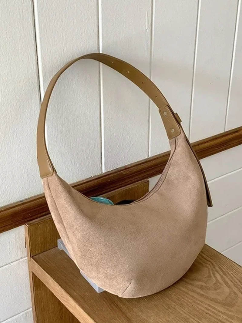 Lene Damen Halbmond-Tasche Wildleder