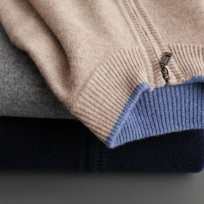 Herren Strickjacke Reißverschluss Stehkragen