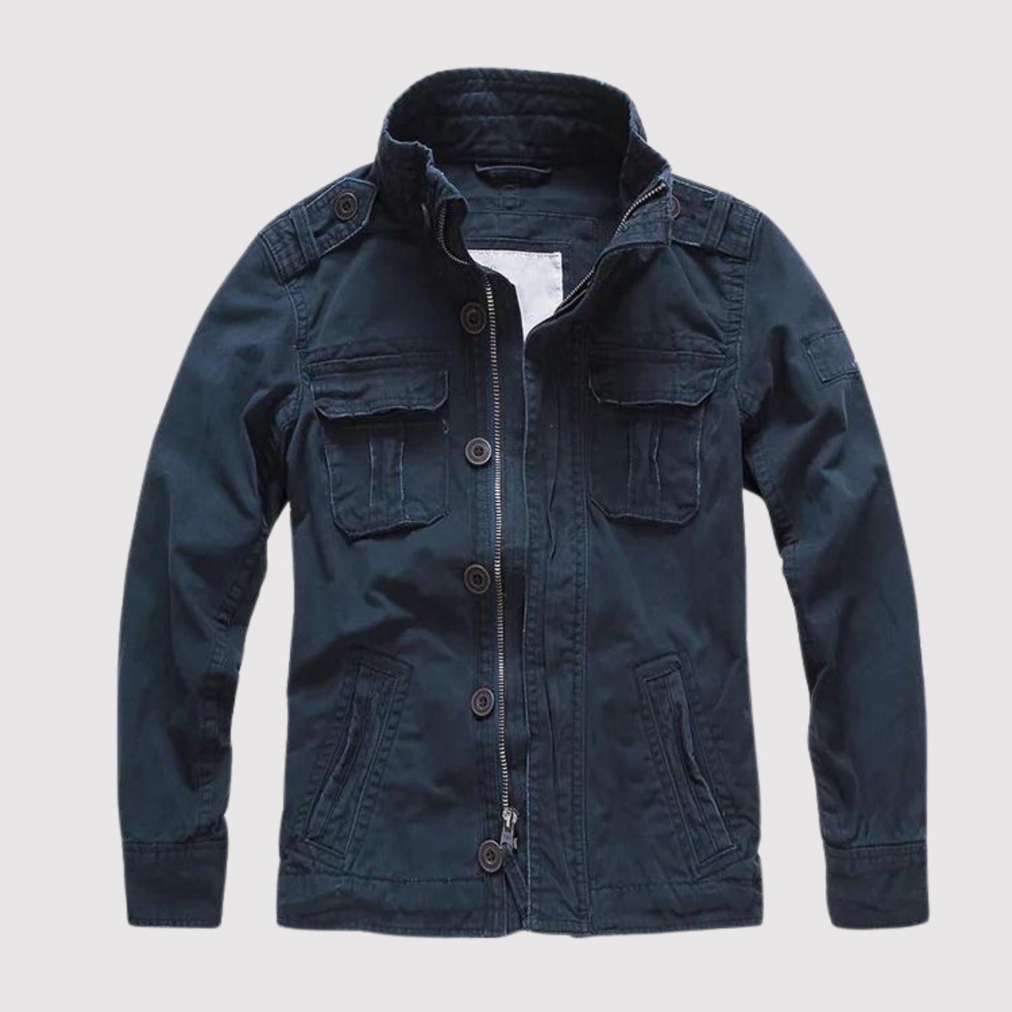 Eveloria Damen Retro Jeansjacke Vieltaschig Blau