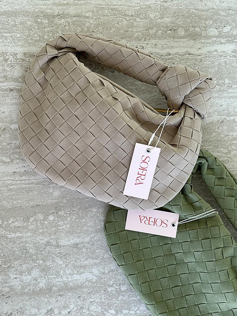 Ilyse Damen Mini-Tasche Geflochtenes Wildleder