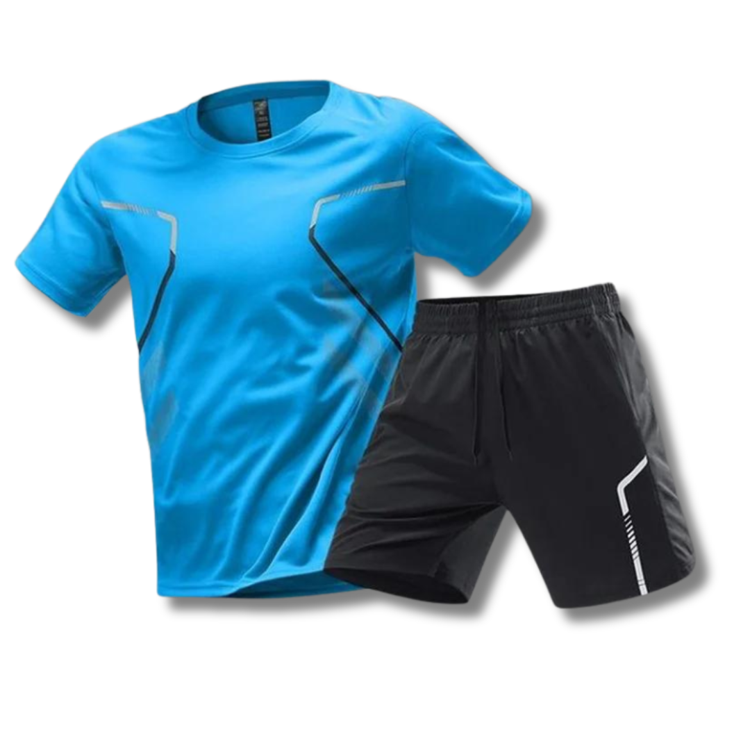 Herren Sportset T-Shirt und Kurze Hose Baumwolle Grau