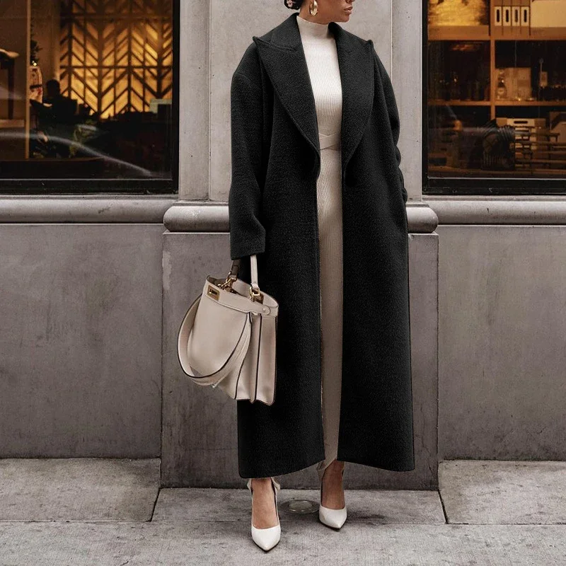 Damen Mantel Lang Oversized Wollmix