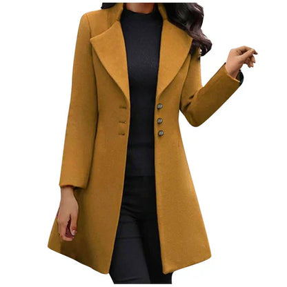 Damen Mantel Slim Fit Mittellang Reverskragen