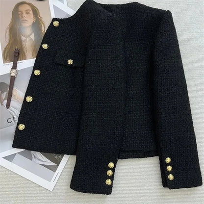 Eveloria Damen Tweed Blazer Herbst Braun
