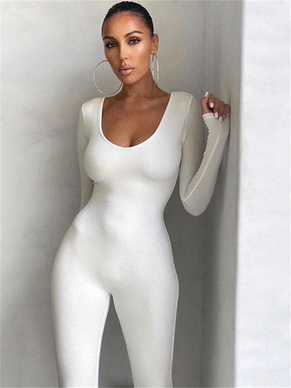 Damen Catsuit Bodysuit Stretch