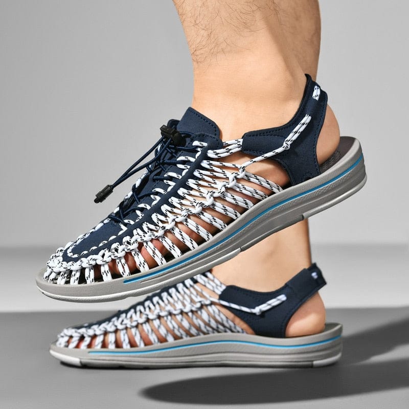 Herren Strandsandalen Runde Zehenpartie Leder Braun