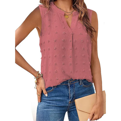Damen Tanktop V-Ausschnitt Ohne Ärmel Blusen Sommer