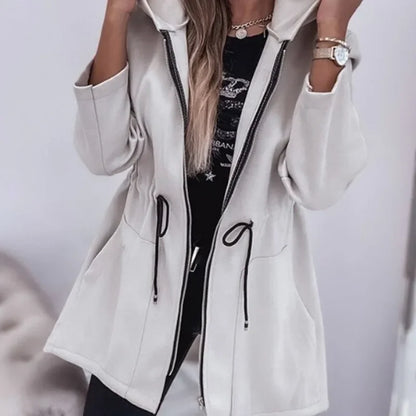 Eveloria Damen Frühlingsjacke Kapuze Plissierter Bund - Eveloria