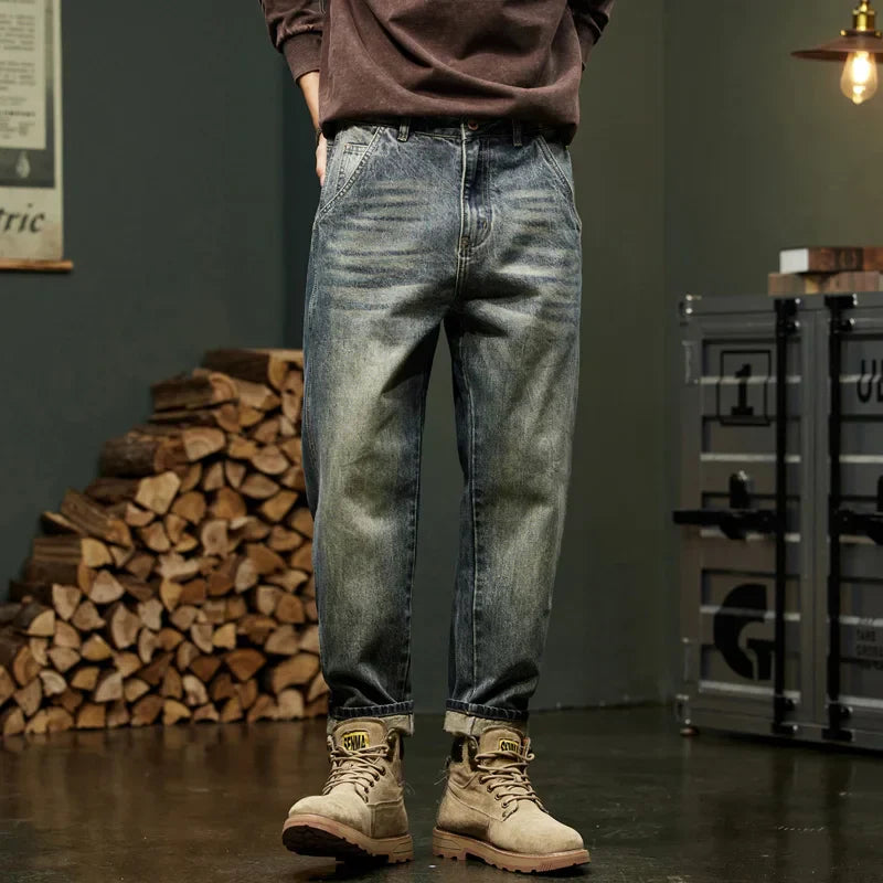 Herren Vintage-Jeans Lässig Blau
