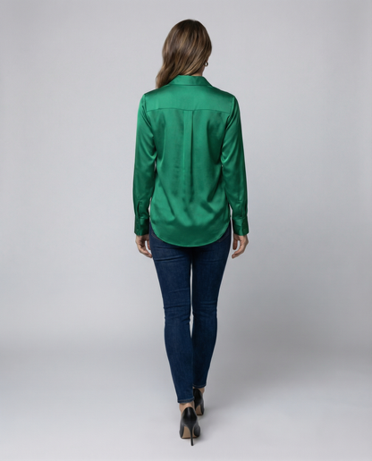 Damen Satinbluse Lockere