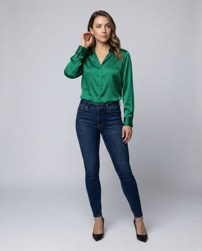Damen Satinbluse Lockere