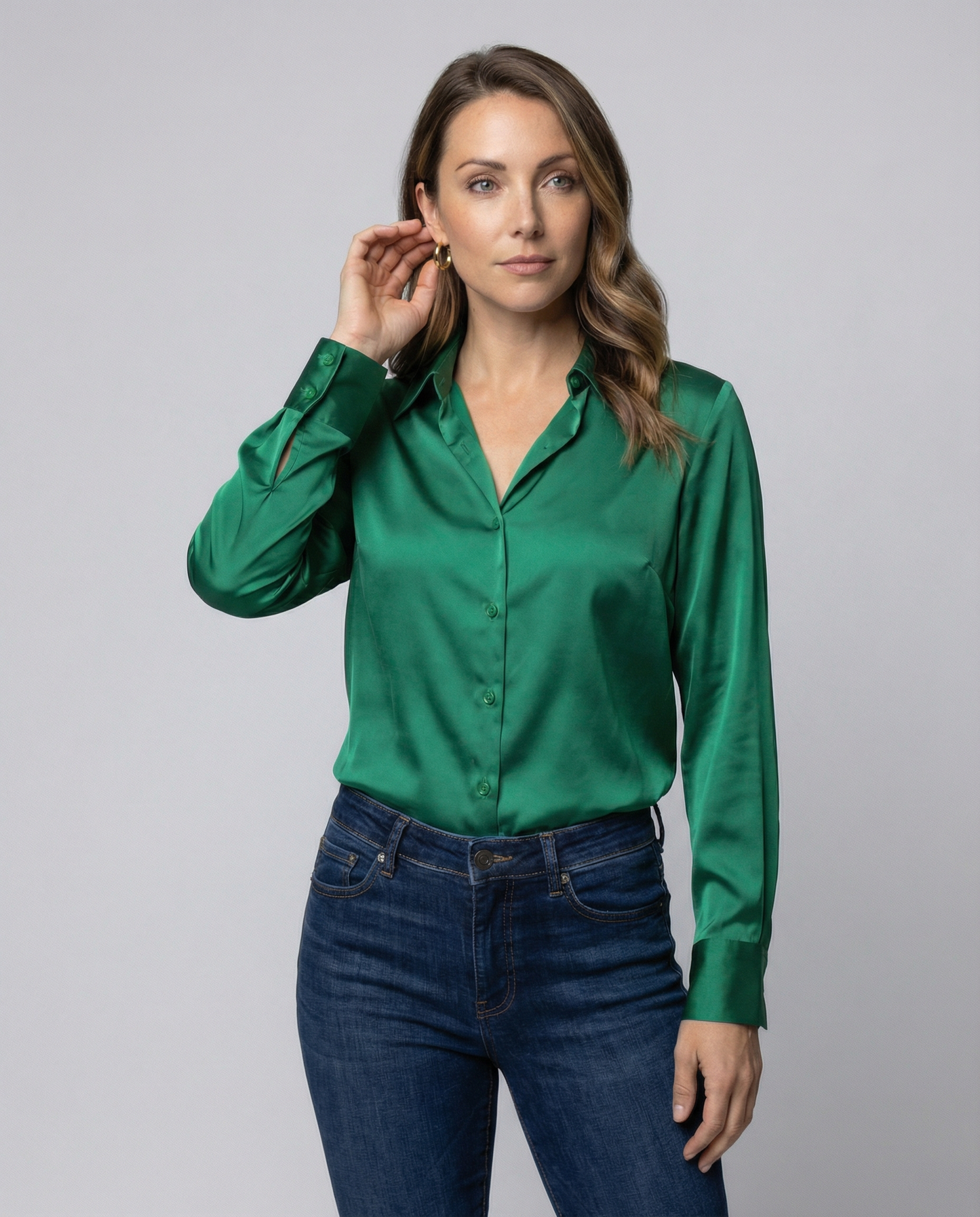 Damen Satinbluse Lockere - Eveloria