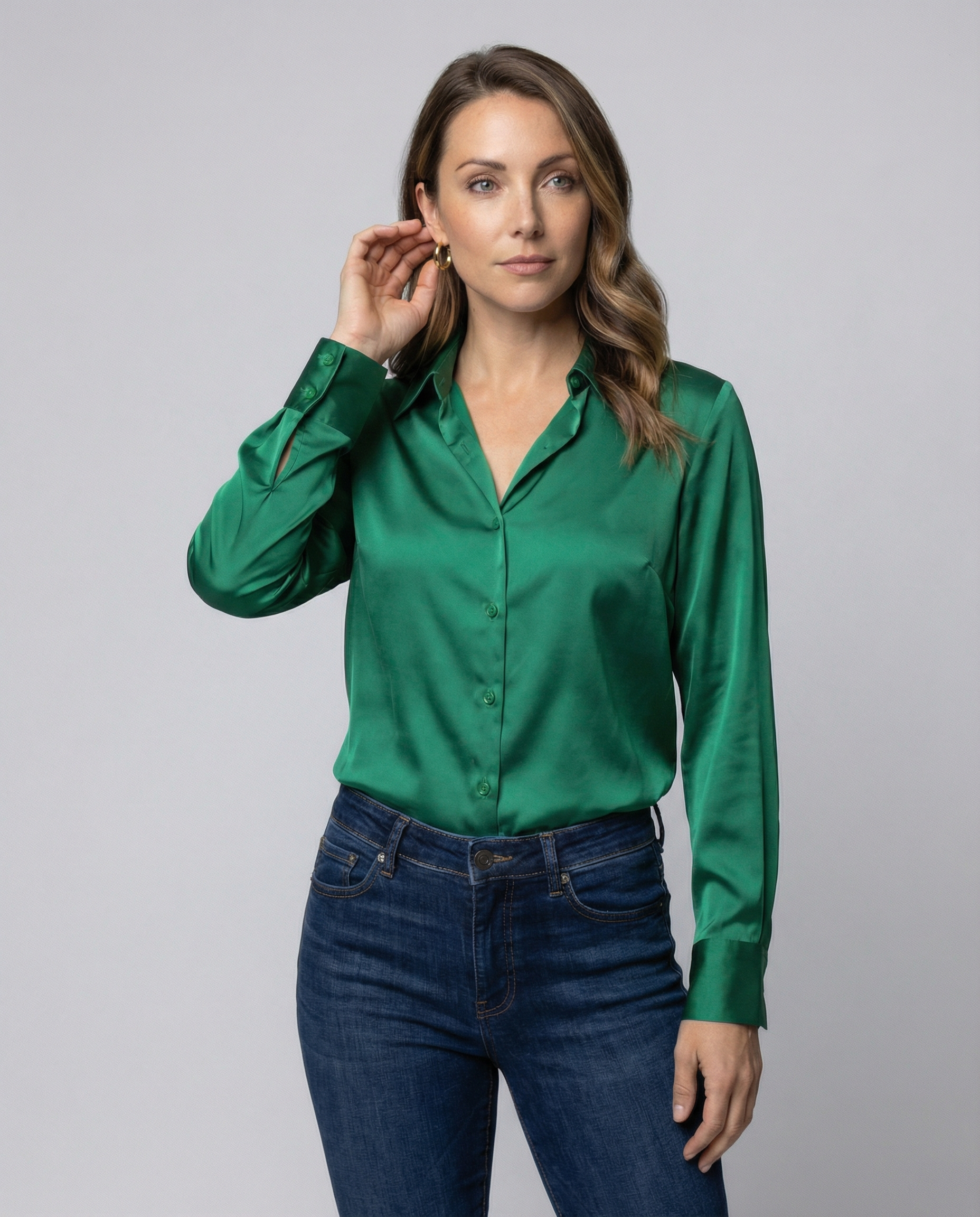 Damen Satinbluse Lockere - Eveloria