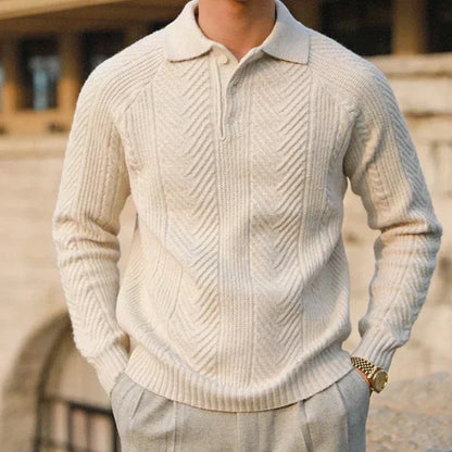 Herren Kaschmir Strickpullover Polokragen Warm Beige