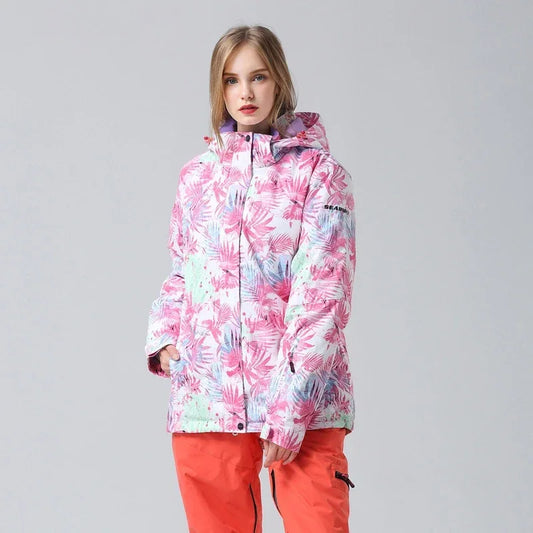 Damen Skijacke Blumenmuster Winterjacke - Eveloria