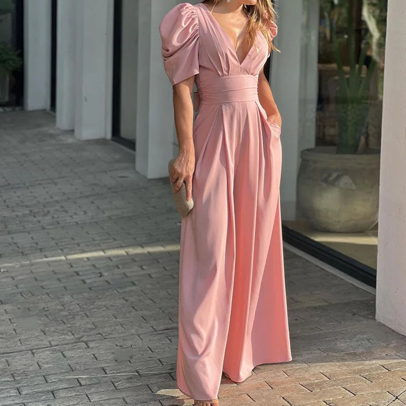 Eveloria Damen Jumpsuit Puffärmel Elegantes Design - Eveloria