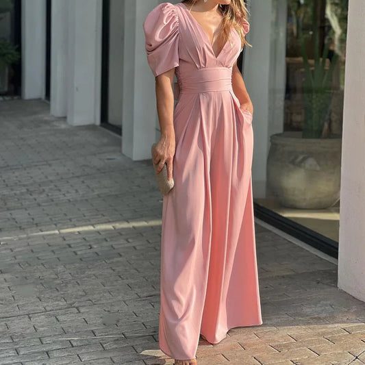 Eveloria Damen Jumpsuit Puffärmel Elegantes Design - Eveloria