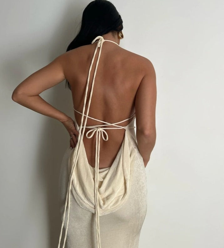 Eveloria Damenkleid Tiefem Rückenausschnitt