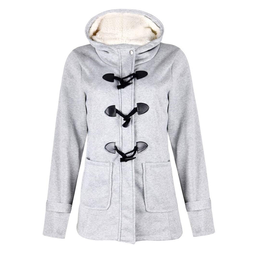 Damen Wintermantel Lang mit Kapuze, Warmes Fleece-Futter, Eleganter - Eveloria