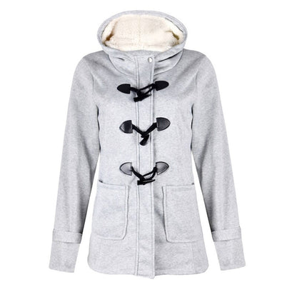 Damen Wintermantel Lang mit Kapuze, Warmes Fleece-Futter, Eleganter - Eveloria