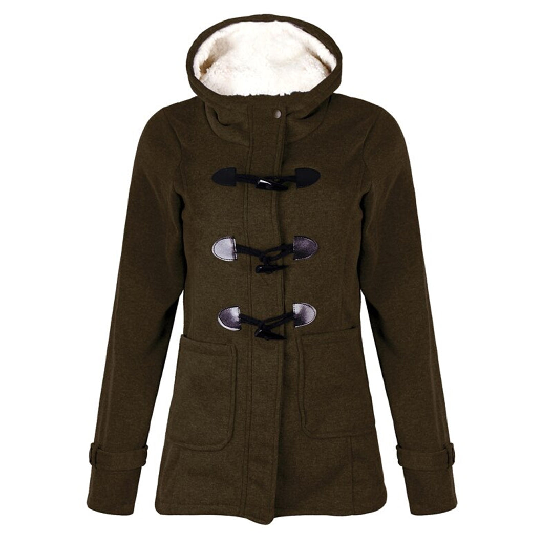 Damen Wintermantel Lang mit Kapuze, Warmes Fleece-Futter, Eleganter