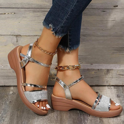 Damen Plateau-Sandalen Offener Zehenbereich Verstellbarer